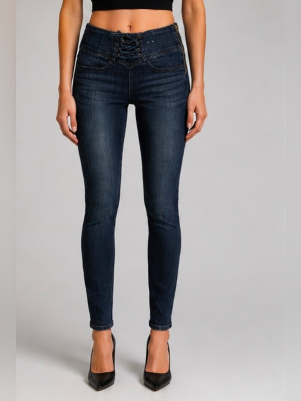 ❤ EXPRESS HIGH RISE LACE UP DENIM SKINNY LEGGING JEANS, 2 (26)